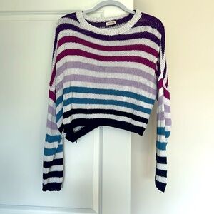 Harper Heritage -Pink, purple, and blue long sleeve cropped sweater